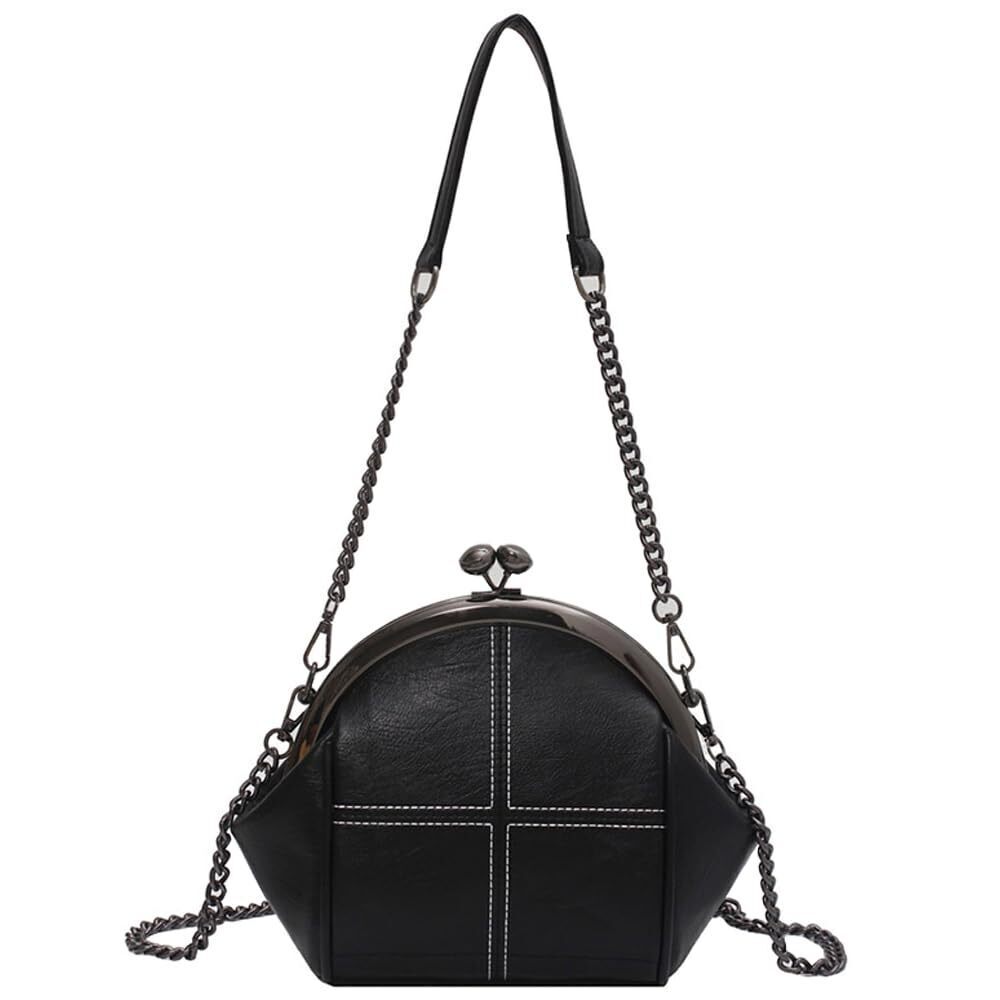1360 Purses Handbags Kiss Lock Satchel Bag Chain Shoulder Bag PU Leather